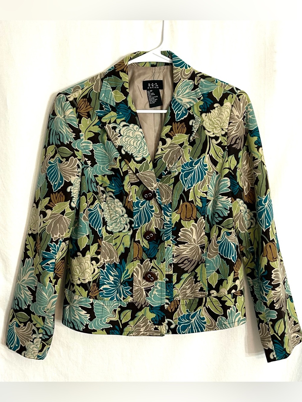 VTG 90s RQT Linen Blend Light Jacket Blazer Women's Size 8 Petite Button Down